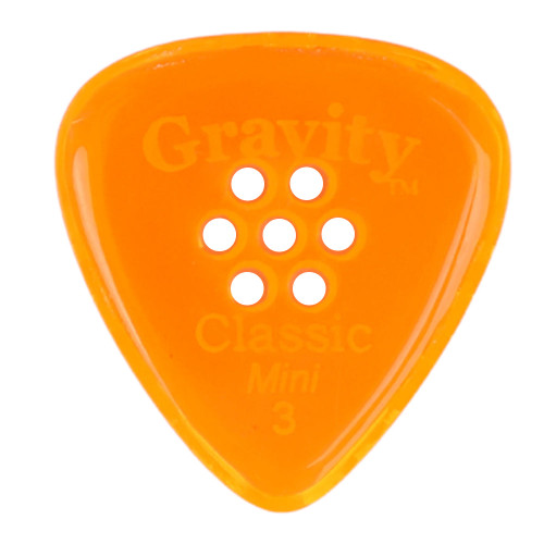Gravity Classic Mini (Jazz) 3.0mm Orange Polished Guitar Pick, Multi-Hole Grip