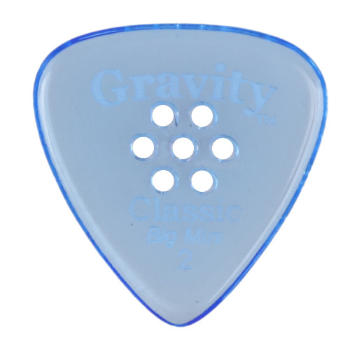 Gravity Classic Big Mini 2.0mm Blue Polished Guitar Pick, Multi-Hole Grip