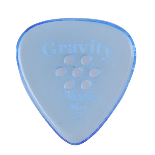 Gravity Classic Mini (Jazz) 2.0mm Blue Polished Guitar Pick, Multi-Hole Grip