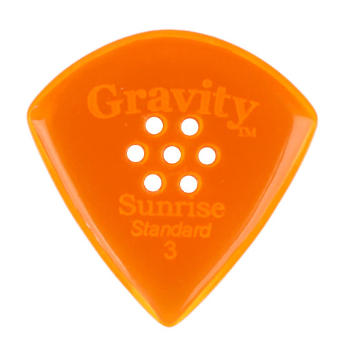 Gravity Sunrise Standard 3.0mm Orange Polished Guitar Pick, Multi-Hole Grip