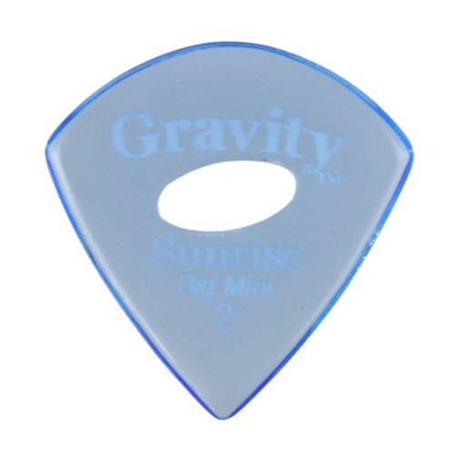 Gravity Sunrise Big Mini 2.0mm Blue Polished Guitar Pick, Elipse Hole Grip