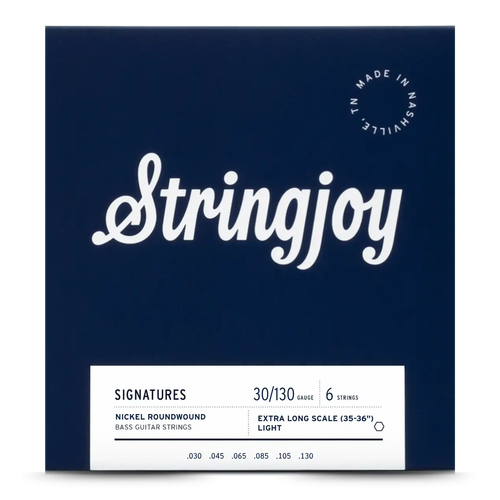 Stringjoy Light Gauge (30-130) 6 String Extra Long Scale Nickel Wound Bass Guitar Strings