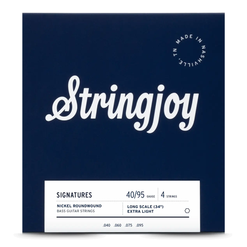 Stringjoy Extra Light Gauge (40-95) 4 String Long Scale Nickel Wound Bass Guitar Strings