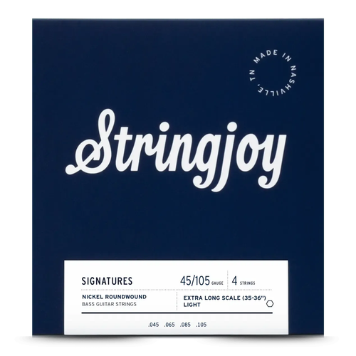 Stringjoy Light Gauge (45-105) 4 String Extra Long Scale Nickel Wound Bass Guitar Strings