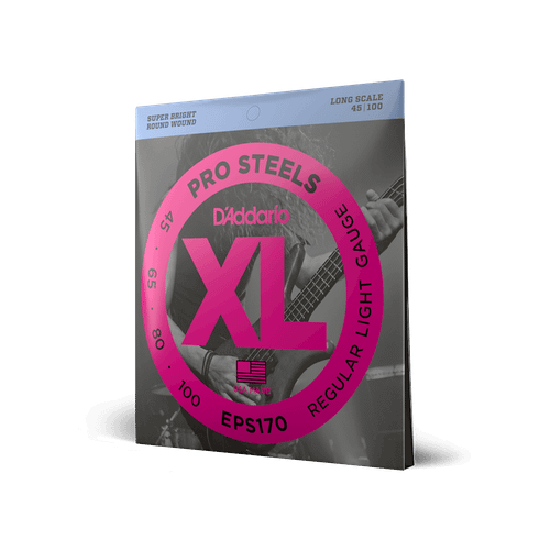 D'Addario EPS170 XL ProSteels Bass Strings, Regular Light, Long Scale (45-100)