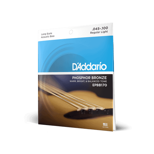 D'Addario EPBB170 Phosphor Bronze Acoustic Bass Strings, Regular Light, Long Scale (45-100)