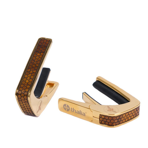 Thalia Capo – AAA Curly Hawaiian Koa Save the Bees Honeycomb, 24K Gold (TH-CG202-04)