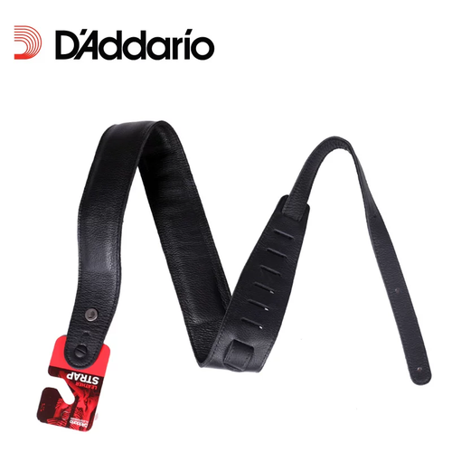 D'Addario 25PLC01 Padded Garment Leather Guitar Strap, 2.5" - Black
