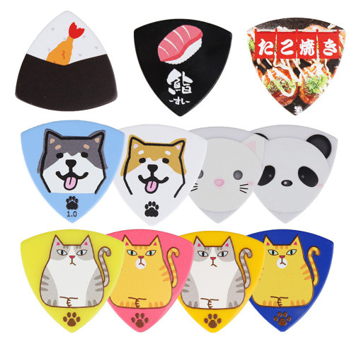 Daiking Triangle Guitar Picks, Cat, Dog and Food Designs, Made in Japan (Single Pick)