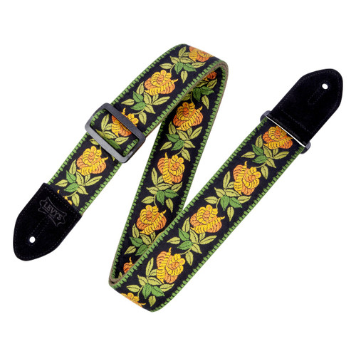 Levy's Cotton Floral Series Guitar Strap, Yellow (MC8JQ-004)