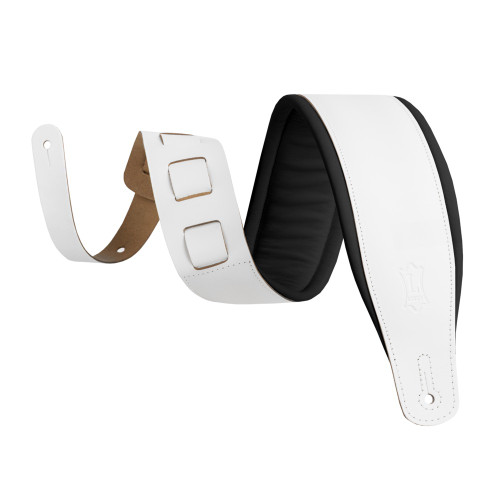 Levy's Amped Leather Series Guitar Strap, White/Black (M26PD-WHT_BLK)