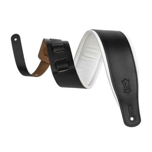 Levy's Amped Leather Series Guitar Strap, Black/White (M26PD-BLK_WHT)