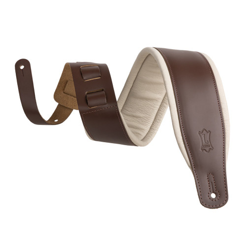 Levy's Amped Leather Series Guitar Strap, Brown (M26PD-BRN_CRM)