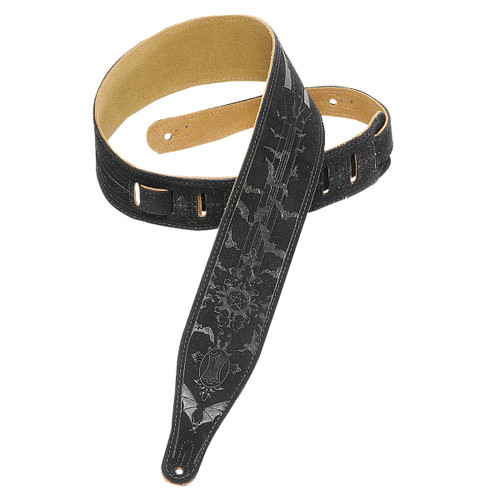 Levy's Embossed Suede Series Guitar Strap, Bats (MS17T05-BLK)