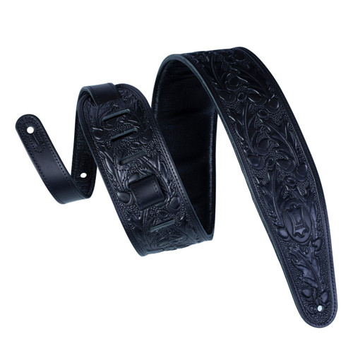 Levy's Oak Embossed Series Guitar Strap, Black (PM44T01-BLK)