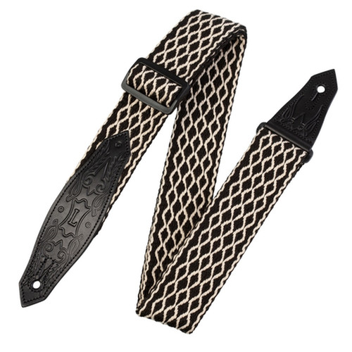 Levy's Cowboy Cotton Series Guitar Strap, Black & White (MSSC80-BLK/WHT)