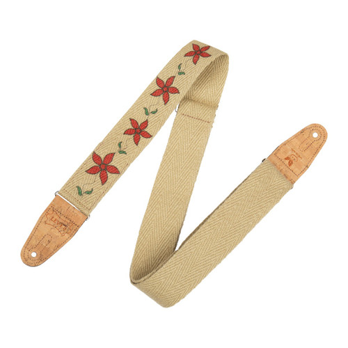 Levy's Flowering Vine Hemp Series Guitar Strap, Red (MH8P-012)