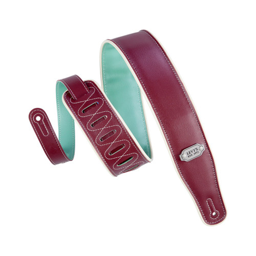 Levy's Reversible Vinyl Series Guitar Strap, Burgundy & Seafoam (M26VCP-BRG_SEA)