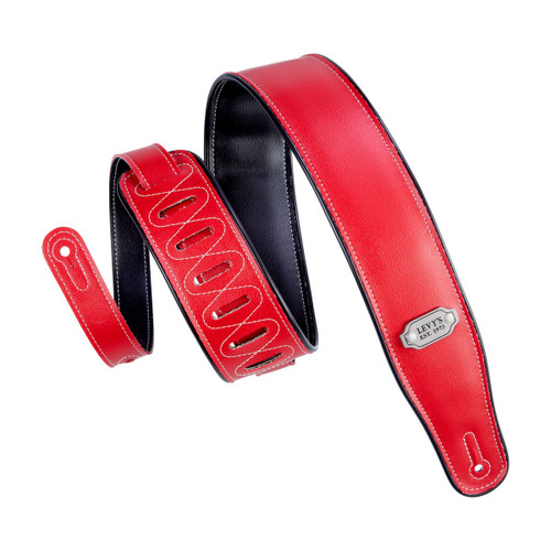 Levy's Reversible Vinyl Series Guitar Strap, Red & Black (M26VP-RED_BLK)