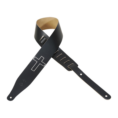 Levy's Divine Worship Series Guitar Strap, Black Leather (M17CHC-BLK)