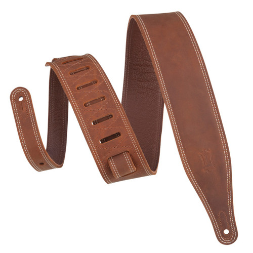 Levy's Like Butter Series Guitar Strap, Double Stitched Brown (M17BDS-BRN)
