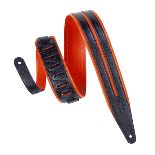 Levy's Double Racing Stripe Series Guitar Strap, Black (MG317DRS-ORG_BLK)