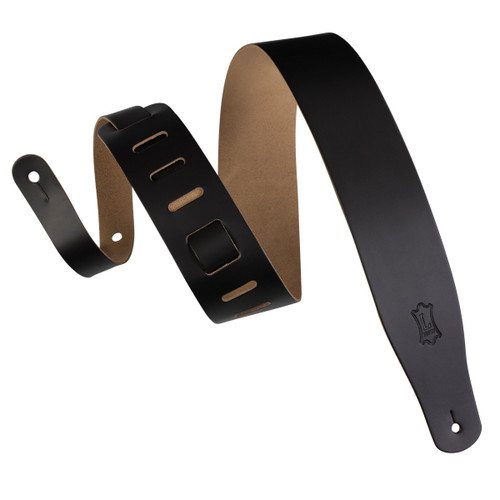 Levy's Streamline Leather Series Guitar Strap, Black (M26-BLK)