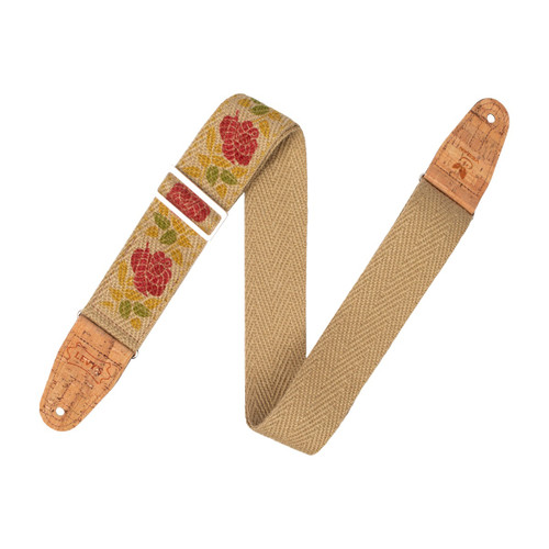 Levy's Vegan Hemp Series Guitar Strap, Rose Motif - Pink & Red (MH8P-009)
