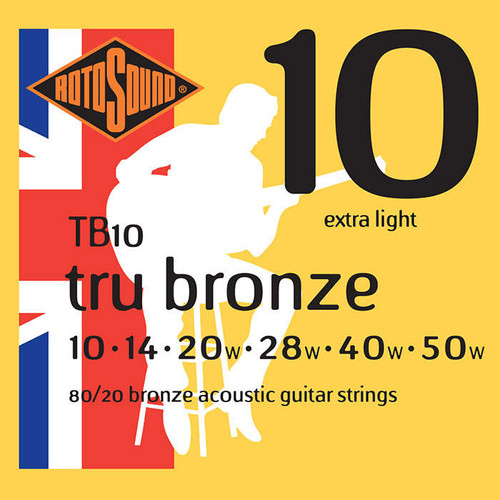 Rotosound TB10 Tru Bronze Acoustic Guitar Strings, 10-50, Extra Light
