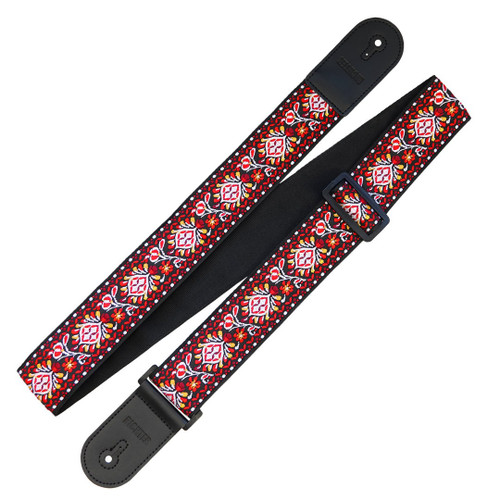 Richter Retro Jacquard Guitar Strap, Dark Red (1772)