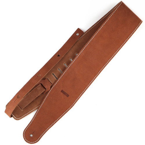 Richter Raw III Contour Wide Leather Guitar Strap, Waxy Suede Brown (1556)