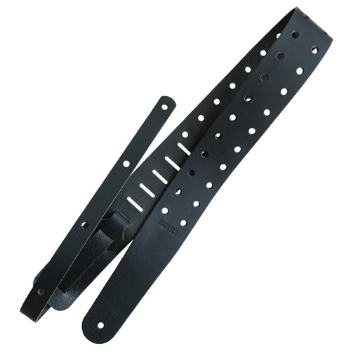 Richter Raw II Punch Leather Guitar Strap, Black Perforation II (1656)