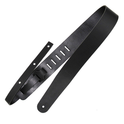 Richter Raw II Punch Leather Guitar Strap, Black (1152)