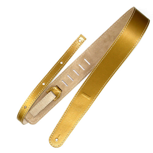 Richter Raw II Metallic Leather Guitar Strap, Gold (1376)