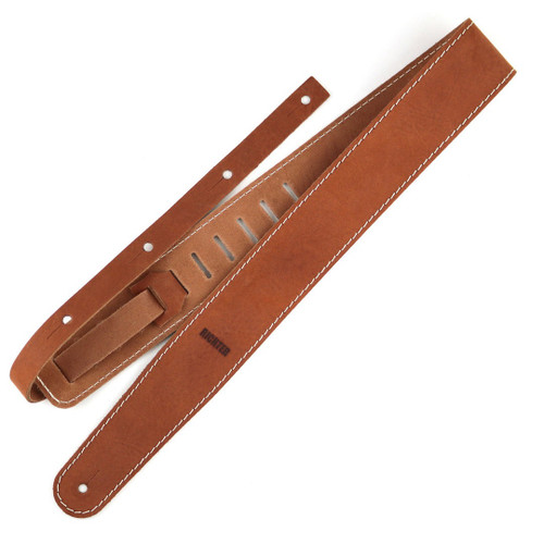 Richter Raw II Contour Leather Guitar Strap, Waxy Suede Brown (1553)