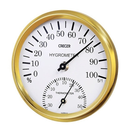 Crecer CR-101W Analog Thermometer Hygrometer, White, Made in Japan (Celsius Display only)