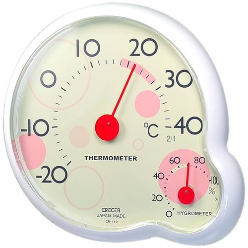 Crecer CR-140Y Ripple Analog Thermometer Hygrometer, Yellow, Made in Japan (Celsius Display only)