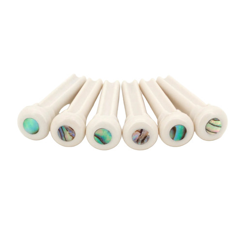 Graph Tech TUSQ Presentation Bridge Pins, White with 4mm Paua Shell Dot, Set of 6 (PP-1000-00)