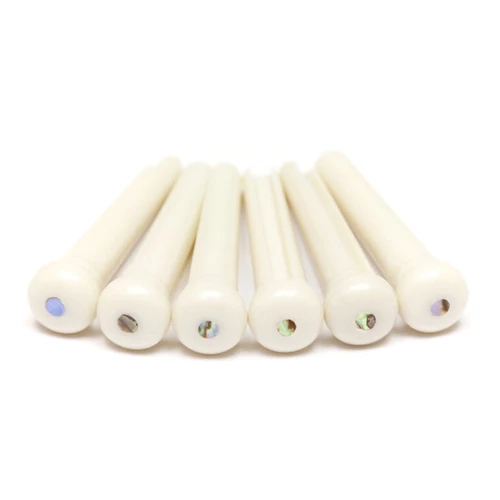 Graph Tech TUSQ Traditional Bridge Pins, White with 2mm Paua Shell Dot, Set of 6 (PP-1182-00)