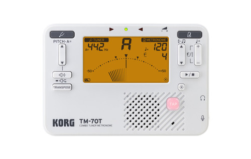 Korg TM-70C Tuner Metronome with CM-400 Contact Mic, White