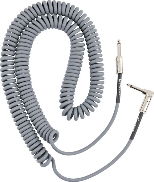 Fender Contour Series Coiled Instrument Cable Inca Silver 30ft (9m) Straight/Angle