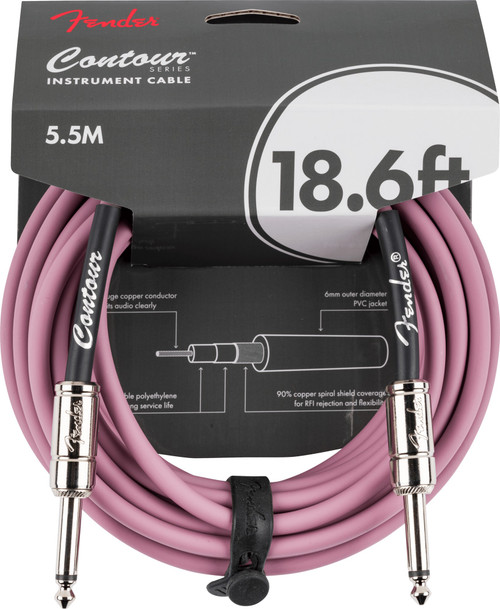 Fender Contour Series Instrument Cable Burgundy Mist 18.6ft (5.5m) Straight/Straight