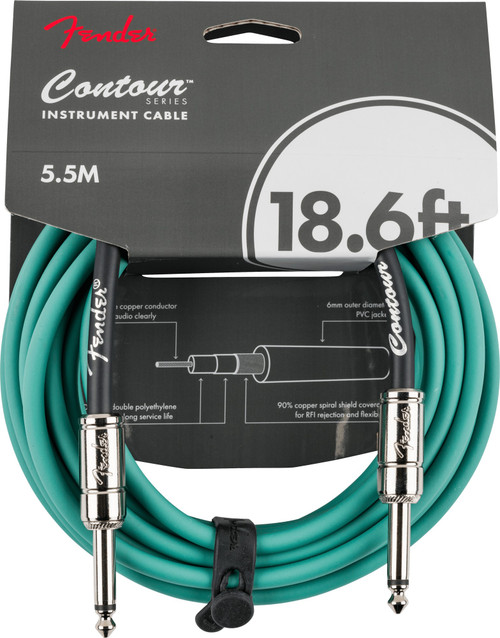 Fender Contour Series Instrument Cable Sherwood Green 18.6ft (5.5m) Straight/Straight