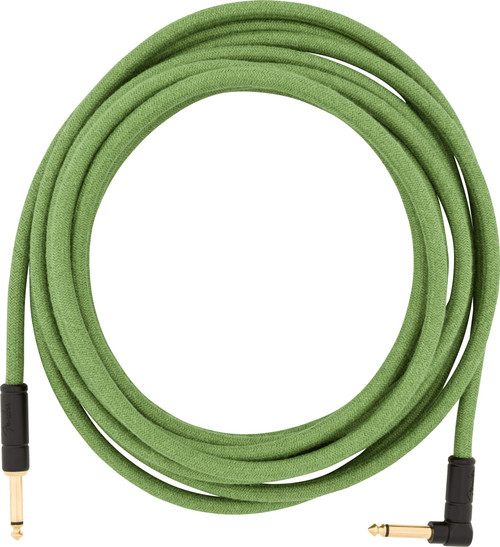 Fender Festival Hemp Instrument Cable Green 18.6ft (5.5m) Straight/Angle