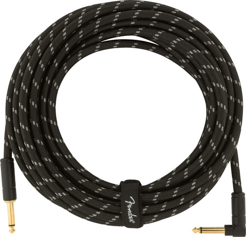 Fender Deluxe Series Tweed Instrument Cable Black Tweed 25ft (7.5m) Straight/Angle
