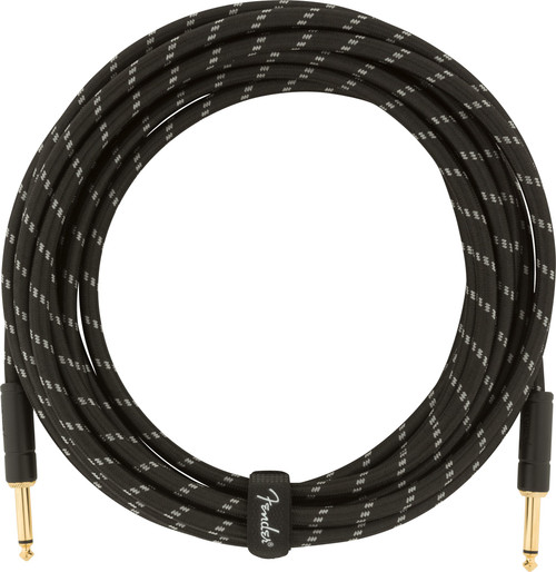 Fender Deluxe Series Tweed Instrument Cable Black Tweed 18.6ft (5.5m) Straight/Straight