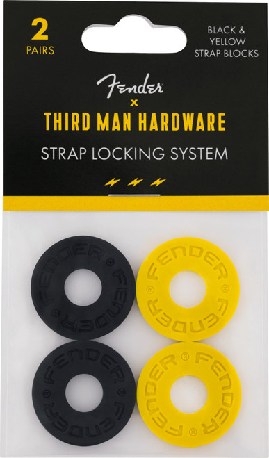 Fender x Third Man Hardware Strap Blocks Strap Lock System Black and Yellow (4-Pack)
