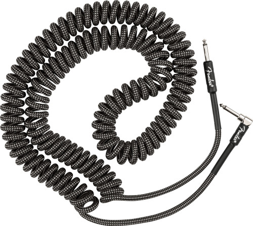 Fender Professional Series Coiled Tweed Instrument Cable Gray Tweed 30ft (9m) Straight/Angle