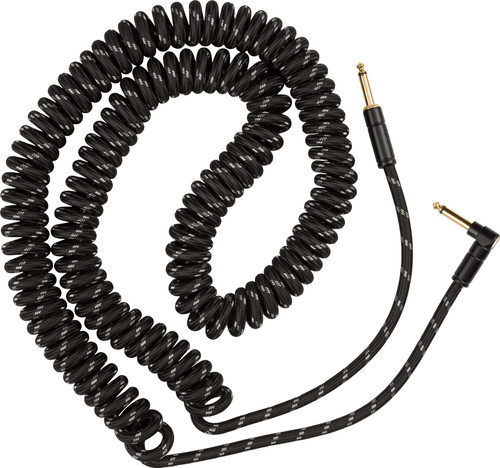 Fender Deluxe Series Tweed Coil Instrument Cable Black Tweed 30ft (9m) Straight/Angle