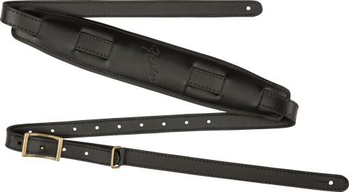 Fender Mustang Leather Saddle Guitar Strap Black 2.25in (5.7cm)